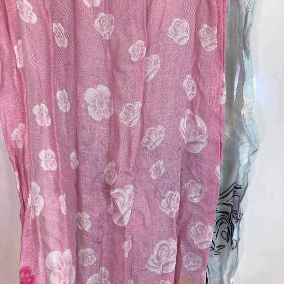 Disney Princess Scarf OS Pink Blue No Tags Belle Snow White Cinderella Ariel - Picture 3 of 11